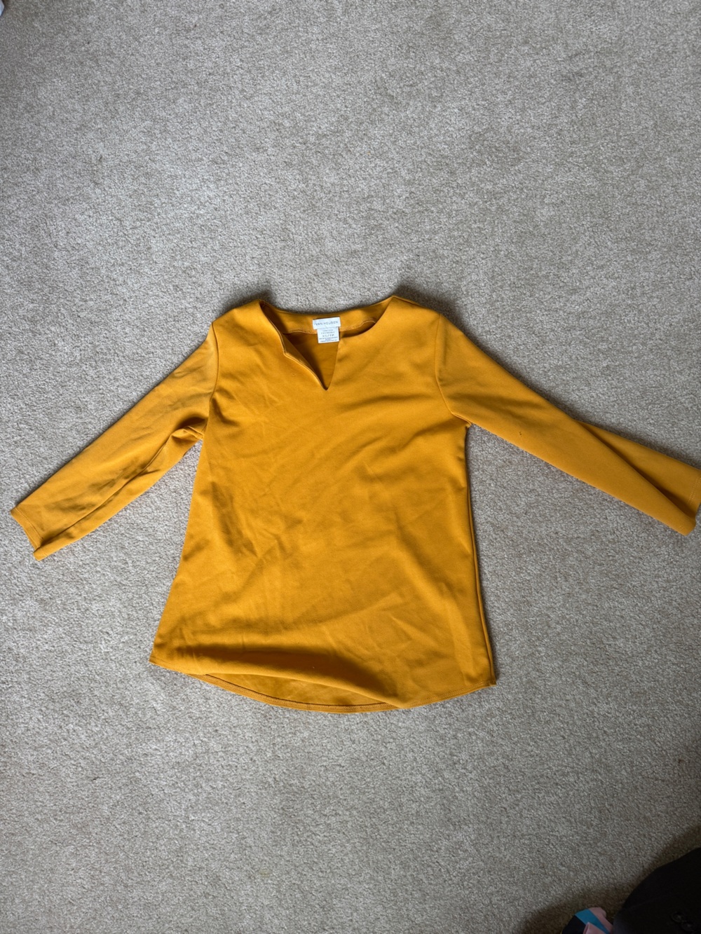 Van Heusen Girls' Mustard Yellow Long Sleeve Notch Neck Tee